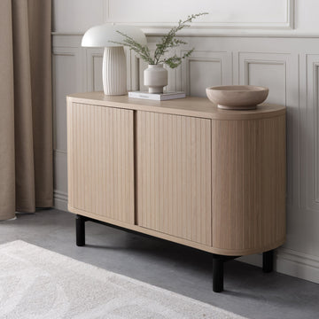 Bentley Designs Vega Scandi Oak & Peppercorn Narrow Sideboard